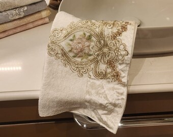 Turkish Embroidered Lace Bathroom Towel | 100% Cotton Premium Quality | Original Turkish Hand Towels