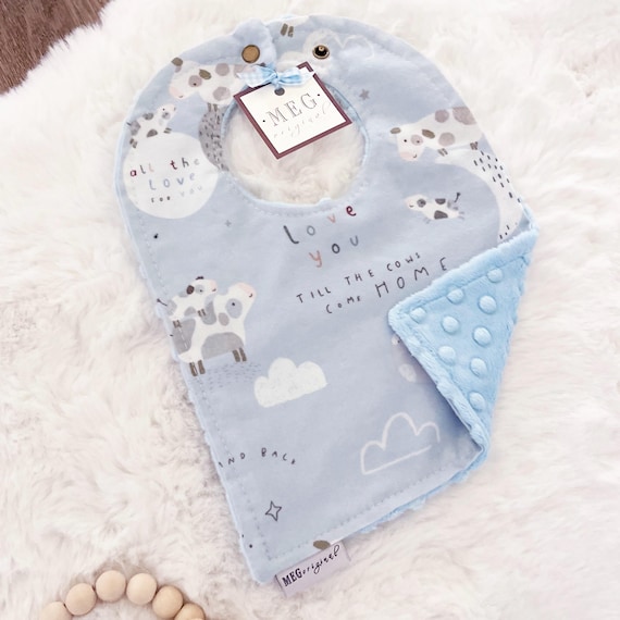 Baby Boy Bib { Baby-to-Toddler Adjustable Snap Bibs }  I Love You Till the Cows Come Home - To the Moon and Back - All the Love for You.