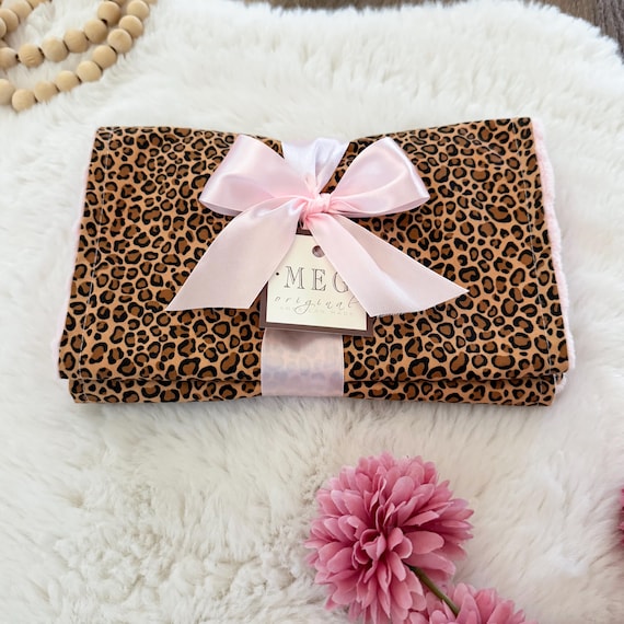 Baby Burp Cloths - Leopard Print - Option to Personalize with Embroidered Name or Initials