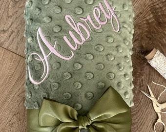 MEG Original Minky Dot Baby Blanket - 30x30 Inches, Lavender & Green Double-Sided