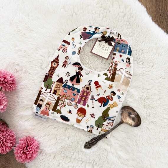 Mary Poppins Baby Girl Bib { Spoon Full of Sugar } with Option to Personalize with Name or Initials Monogram