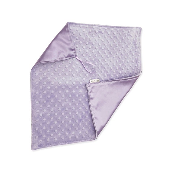 Satin + Minky Baby Girl Security Blanket / Lovey with Loop { Lavender Satin } Your Choice of Minky Dot Color with Option to Personalize