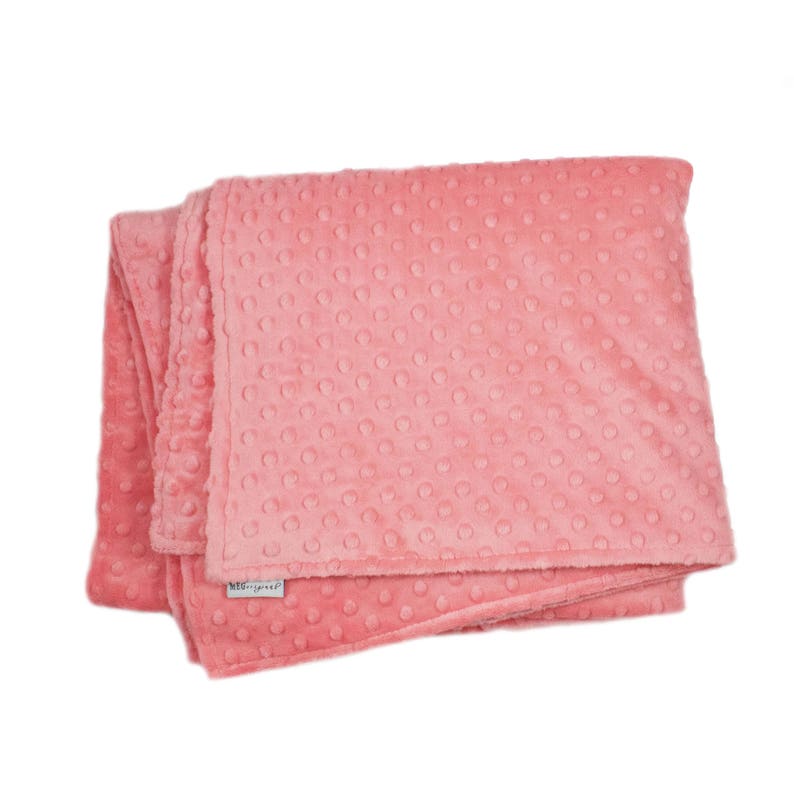 MEG Original Coral & Aqua Minky Dot Baby Girl/Toddler Crib Blanket 6771 MEG Original Coral & Aqua Minky Dot Baby Girl/Toddler Crib Blanket 6771