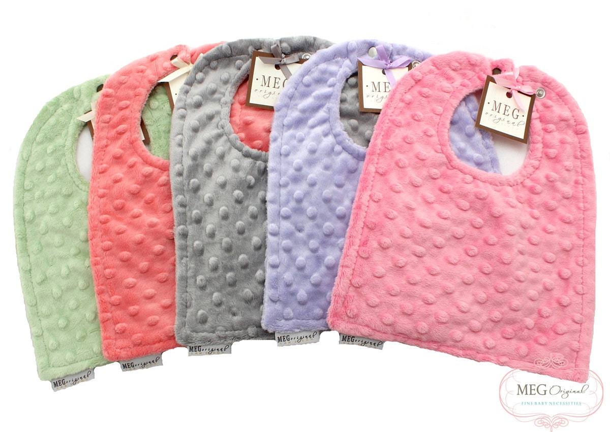 SPECIALBuy 3, Get 1 FREE Minky Dot BabytoToddler Adjustable Snap Bibs