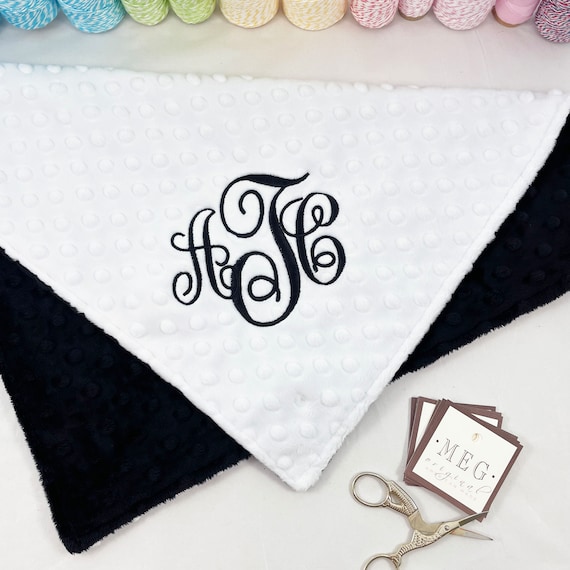 Black & White Minky Dot Baby Blanket { Unisex / Gender Neutral Baby Shower Gift } Option to Personalize, Security - Crib - Stroller Size