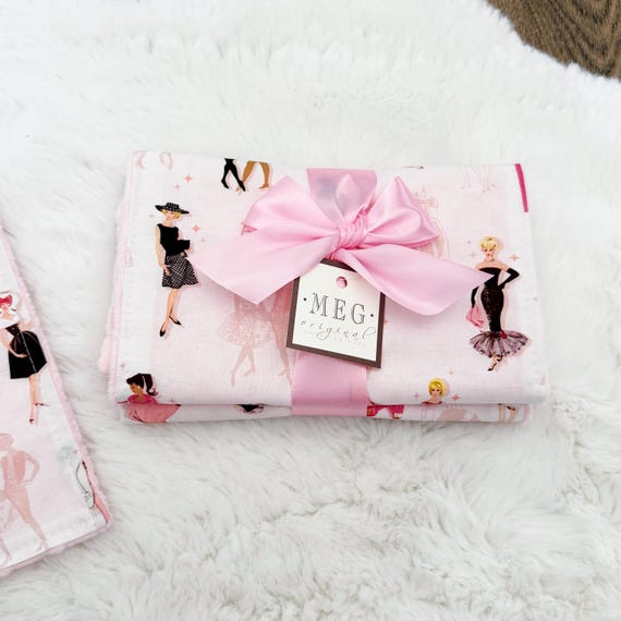 Barbie Theme Baby Girl Burp Cloths - Soft Cotton, Absorbent - Made and Ready to Ship