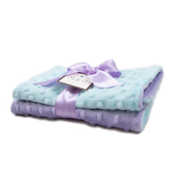 Lavender & Aqua Minky Dot Baby Burp Cloth Set