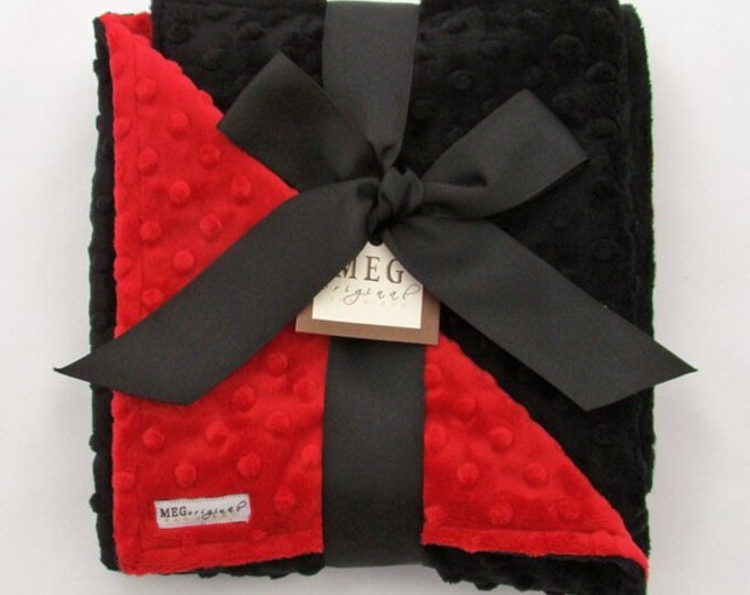 MEG Red and Black Minky Baby Blanket Etsy
