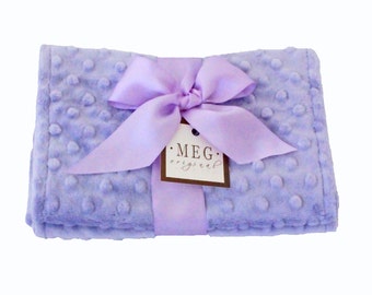 Lavender Minky Dot Burp Cloth Set for Baby Girls { READY to SHIP Same Day } Purple Soft & Thick Burpies Shower Gift