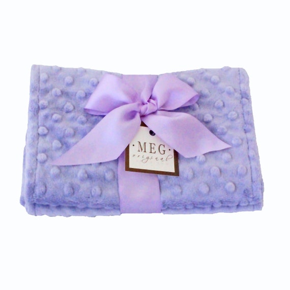 Lavender Minky Dot Burp Cloth Set for Baby Girls {READY to SHIP} Color options available + Option to Personalize with Name or Initials