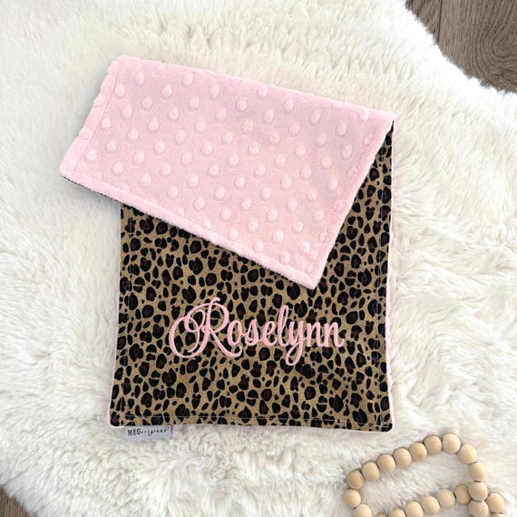 Baby Burp Cloths - Cheetah Print - Option to Personalize with Embroidered Name or Initials