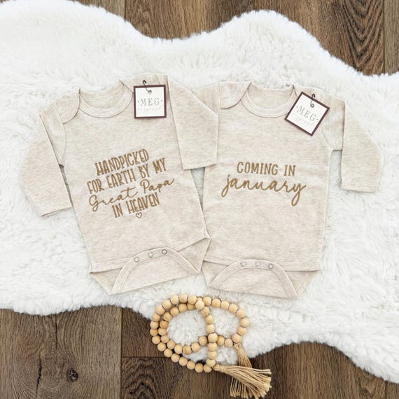 Custom Personalized Newborn Baby Bodysuit Set, Pregnancy Announcement