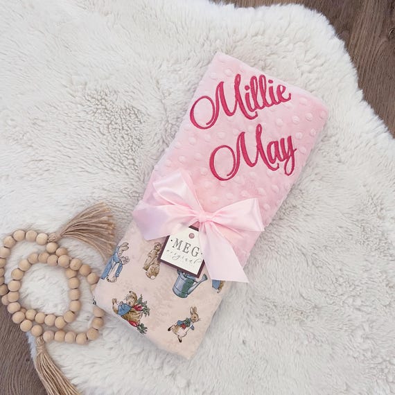 Peter Rabbit Baby Blanket / Beatrix Potter Theme - Gender Neutral/ Unisex/ Boy/ Girl Shower Gift + Personalized Name & Choice of Color