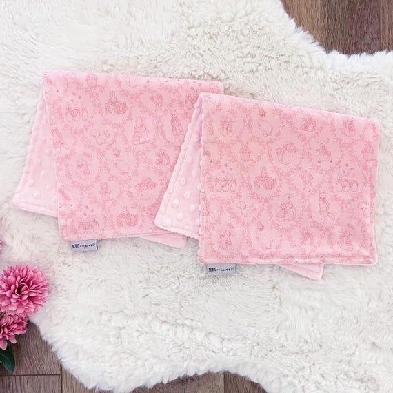 Peter Rabbit Burp Cloths – Pink Toile Cotton Baby Girl Gift