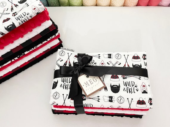 WILD + FREE Baby Boy Burp Cloth Set of 5 { Red & Black Buffalo Check / Lumberjacks } Shower Gift, Made and Ready for Same Day Shipping! SALE