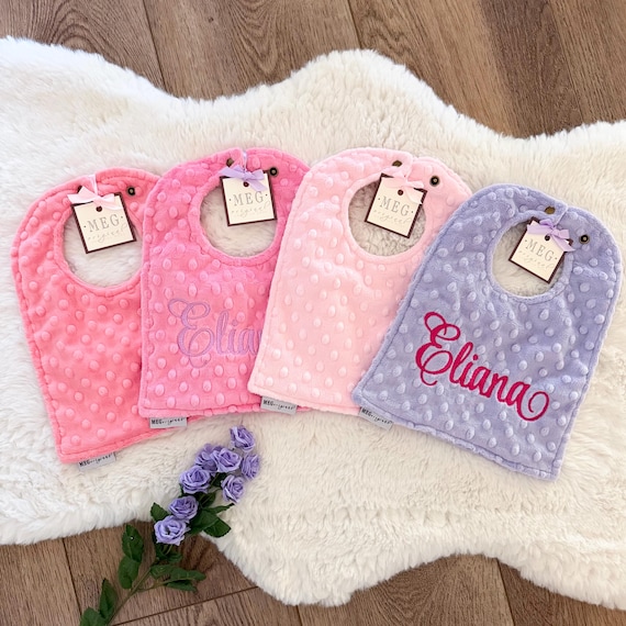Baby / Toddler Bibs in Your Choice of Colors – Adjustable Snaps - Personalized