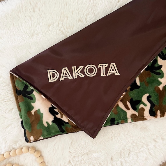 Satin + Minky Baby Boy Security Blanket / Lovey with Loop { CAMOUFLAGE } Your Choice of Satin Color