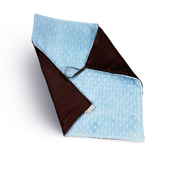 Satin + Minky Dot Security Blanket / Lovey, Brown Satin + Your Choice of Minky Color + Option to Personalize with Name or Initials