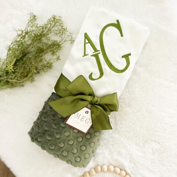 Satin & Minky Dot Baby Blanket { Your Choice of Colors } Option to Personalize with Name / Initials Monogram- A Favorite Baby Shower Gift