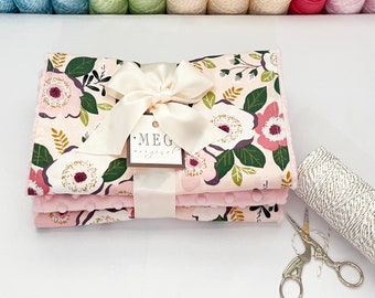 Peach Floral Baby Girl Burp Cloth Set of 3, Absorbent Cotton & Soft Minky Burping Cloths with Option to Personalize with Name or Monogram