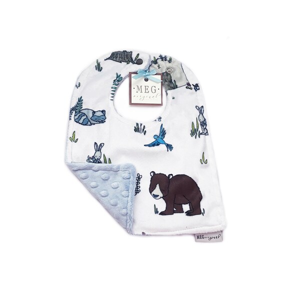 Baby-to-Toddler Adjustable Snap Bib { Woodland Pals } Grows with Baby into a Toddler - Soft & Durable - Forest Animals