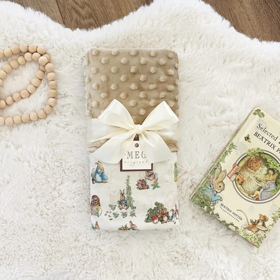 Peter Rabbit Baby Blanket / Beatrix Potter Theme - Gender Neutral/ Unisex/ Boy/ Girl Easter or Shower Gift + Option to Personalize with Name