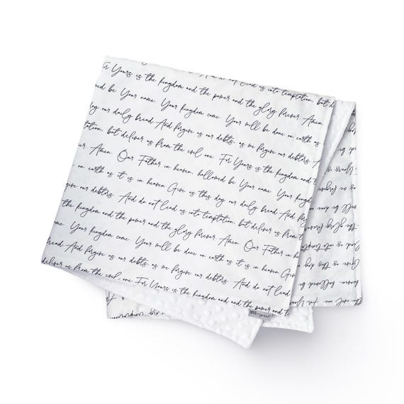 The Lord's Prayer Swaddle Blanket-Christian Baby Shower Gift + Option to Personalize with Embroidered Name/Date/Initials-Dedication/Baptism