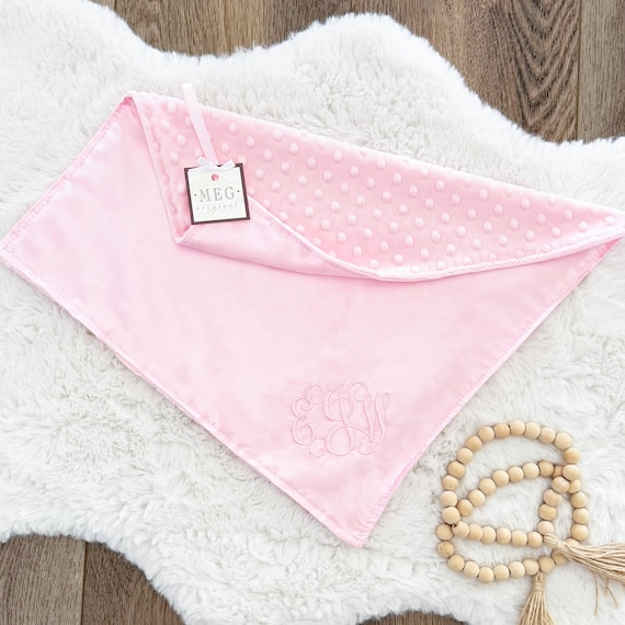 Pink Satin Baby Lovey: Satin & Minky Dot Security Blanket, Personalized