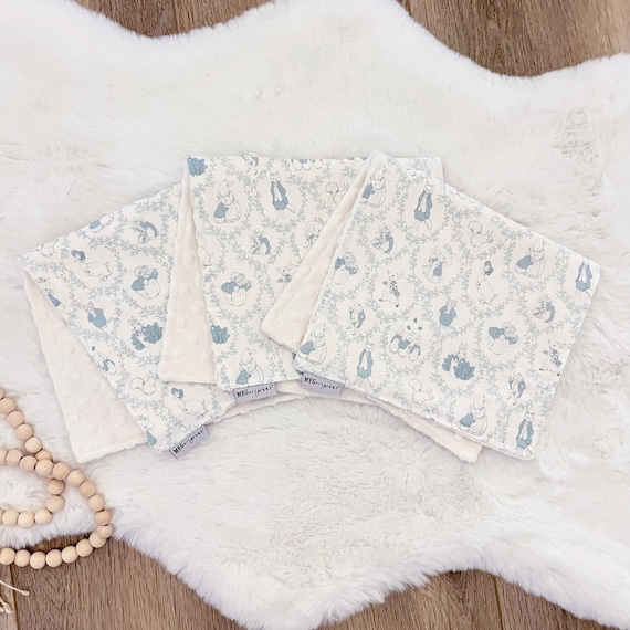 Peter Rabbit Toile Burp Cloths - Beatrix Potter - Soft Cotton, Absorbent, & Durable, Option to Personalize with Embroidered Name or Initials