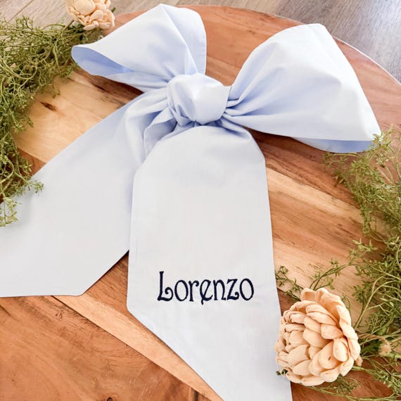 Personalized Baby Sash in Pink or Blue - Embroidered Initials, Newborn Photo Prop / Name Reveal