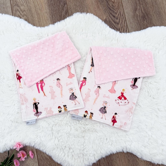 Barbie Theme Baby Girl Burp Cloths - Soft Cotton, Absorbent, & Durable, Option to Embroider Name or Initials