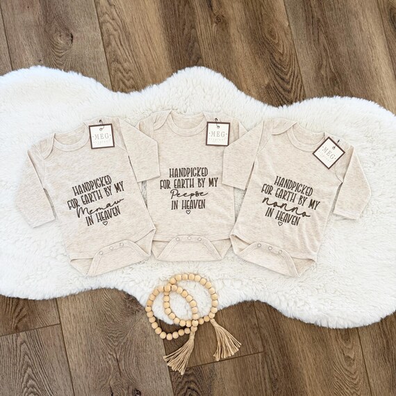 Embroidered Newborn Bodysuit, Handpicked by Grandma/Grandpa/Uncle/Aunt... in Heaven