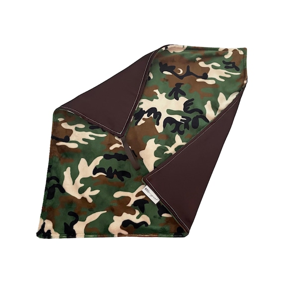 Satin + Minky Baby Boy Security Blanket / Lovey with Loop { CAMOUFLAGE } Your Choice of Satin Color