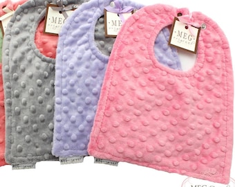 Special Needs Children, Youth, & Adult Minky Dot Snap Bibs, Your Choice of Colors or Prints, Custom Sizes