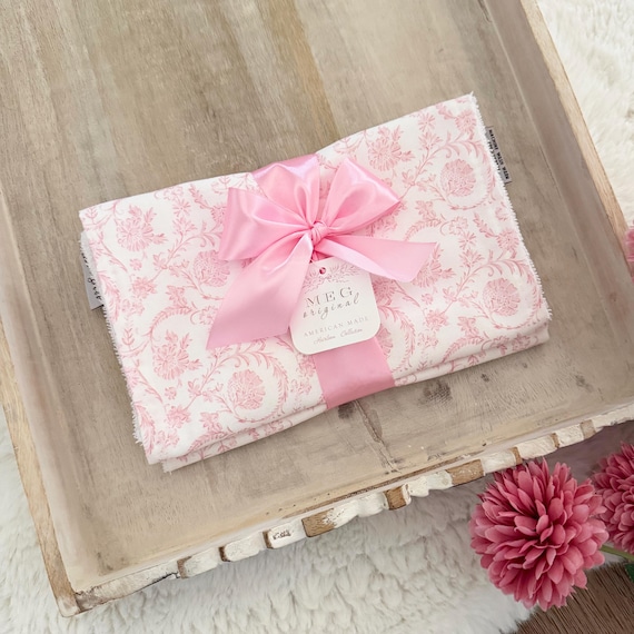 Pink Paisley Baby Girl Burp Cloth Set of 2 + Option to Embroider Name or Initials Monogram
