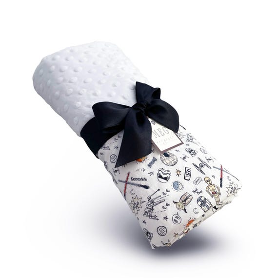 Star Wars Theme Baby Blanket - Gender Neutral / Unisex / Boy / Girl Shower Gift + Option to Personalize with Name or Initials Monogram