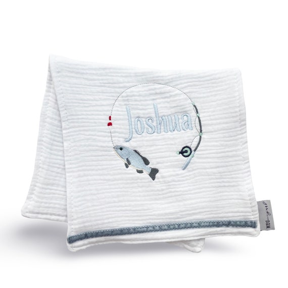 Embroidered Baby Boy Burp Cloths { Gone Fishin' } Soft and Absorbent 100% Cotton, Fishing Theme Custom Embroidery + Name or Initial Monogram