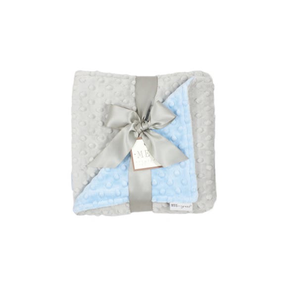 Blue & Gray Minky Dot Baby Boy Blanket, 383