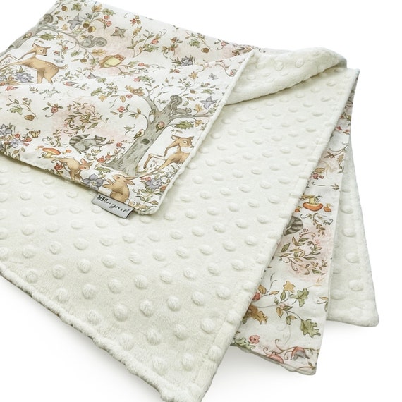 Woodland Meadows Baby Blanket / Sweet Forest Animals - Gender Neutral / Unisex / Boy Girl Shower Gift + Option to Personalize with Name