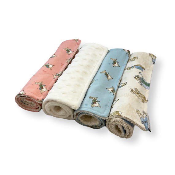 Peter Rabbit Burp Cloth Set of 4 - Beatrix Potter - Soft Cotton, Absorbent, & Durable, Boy / Girl / Unisex with Option to Personalize