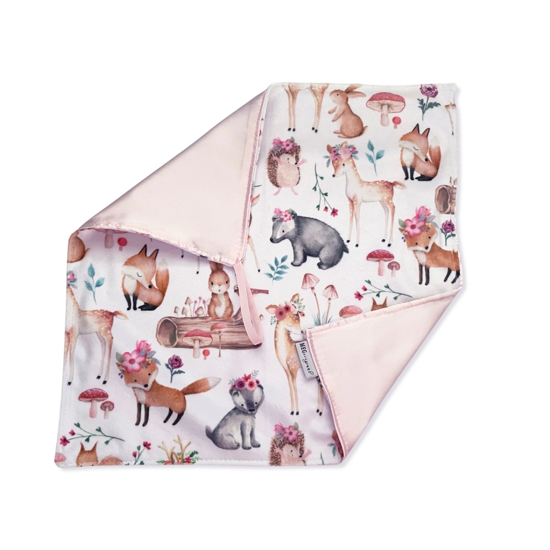 Satin Minky Baby Girl Security Blanket / Lovey With Loop Etsy