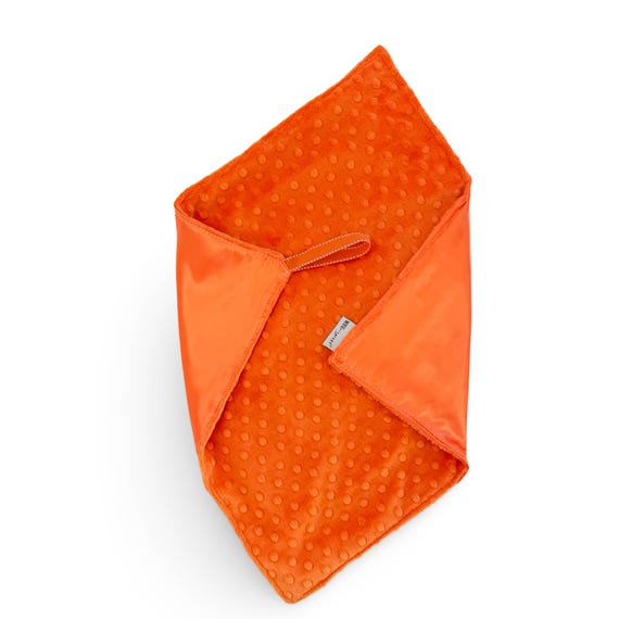 Satin + Minky Baby Security Blanket / Lovey with Loop { Orange Satin & Minky Dot } Made and Ready to Ship Same Day, Summer SALE!