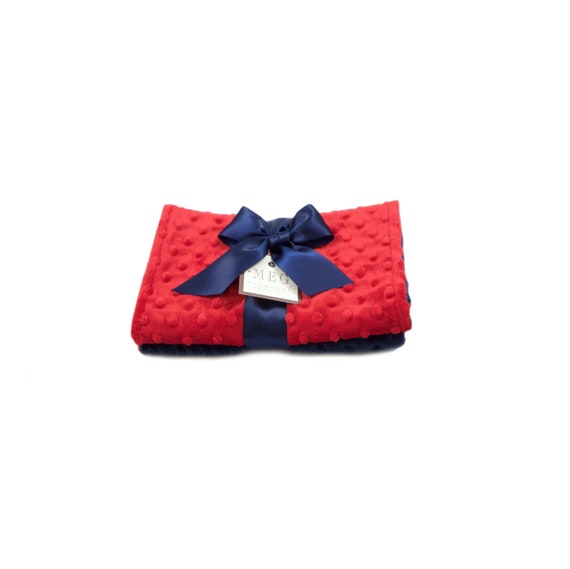 Navy Blue and Red Minky Dot Baby Boy Burp Cloth Set  { Baby Boy // Patriotic }