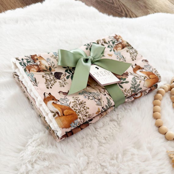 Forest Dreams Woodland Animals Burp Cloth Set – Soft Cotton Minky Baby Gift, Made and Ready to Ship