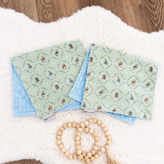 Peter Rabbit Burp Cloth – Soft Cotton Minky, Embroidered Name Option