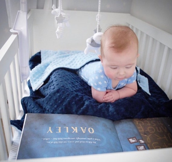 Navy Blue Minky Dot Baby Boy Blanket, Option to Personalize with Name or Initials, Great Baby Shower Gift 335