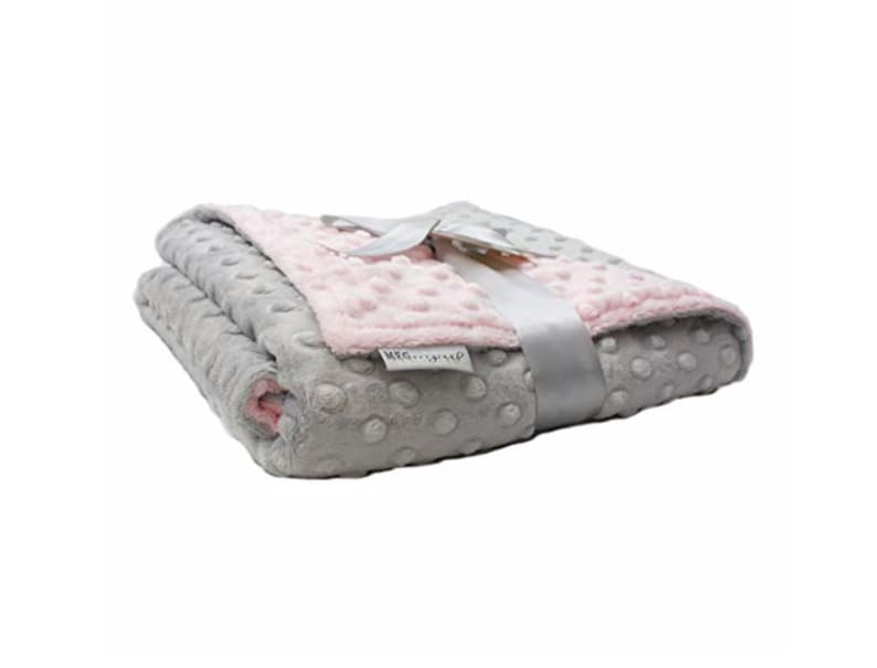 Pink and Gray Baby Girl Minky Dot Blanket Personalized Baby Etsy