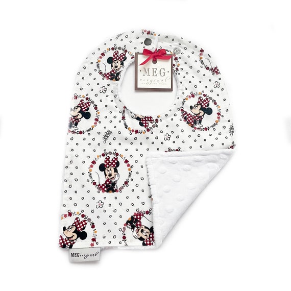 Baby-to-Toddler Adjustable Snap Bib for Little Girls { MINNIE MOUSE } Washable & Comfy, Disney