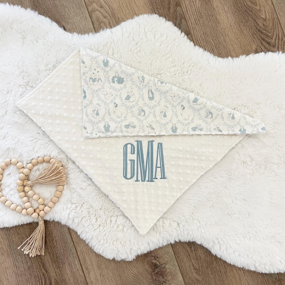 Peter Rabbit Toile Baby Blanket Shower Gift / Beatrix Potter Theme + Option to Personalize with Embroidered Name or Initials Monogram