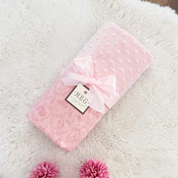 Pink Peter Rabbit Toile Baby Girl Blanket Shower Gift / Beatrix Potter Theme + Option to Personalize with Embroidered Name/Initials Monogram